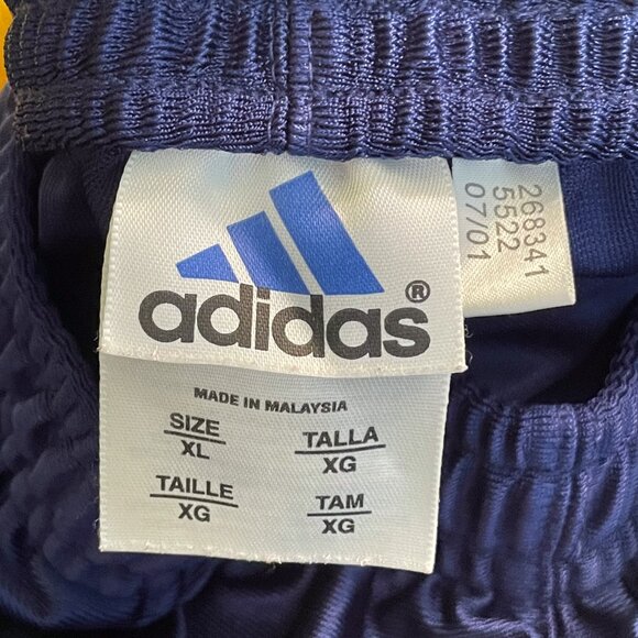 Vintage Adidas Snap Tear Away Pants Blue Yellow Athletic Track Basketball 2001 - Picture 10 of 11